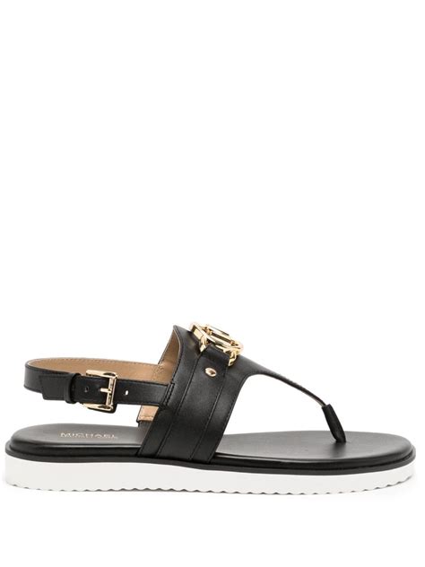 michael kors black leather thong sandals